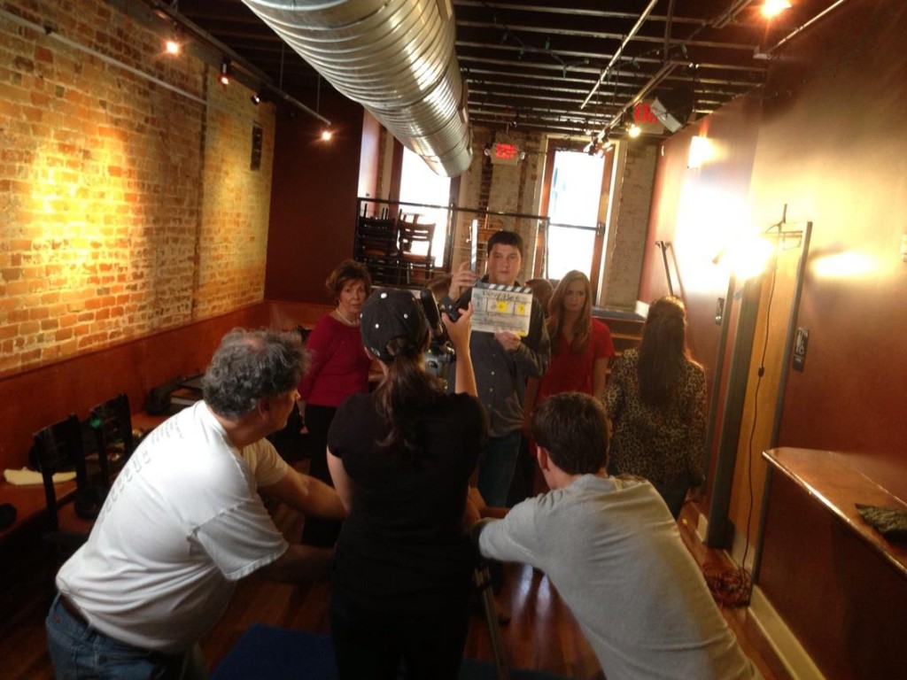 Behind the scenes on the set of "Trophy" at Busy Bee Raleigh.