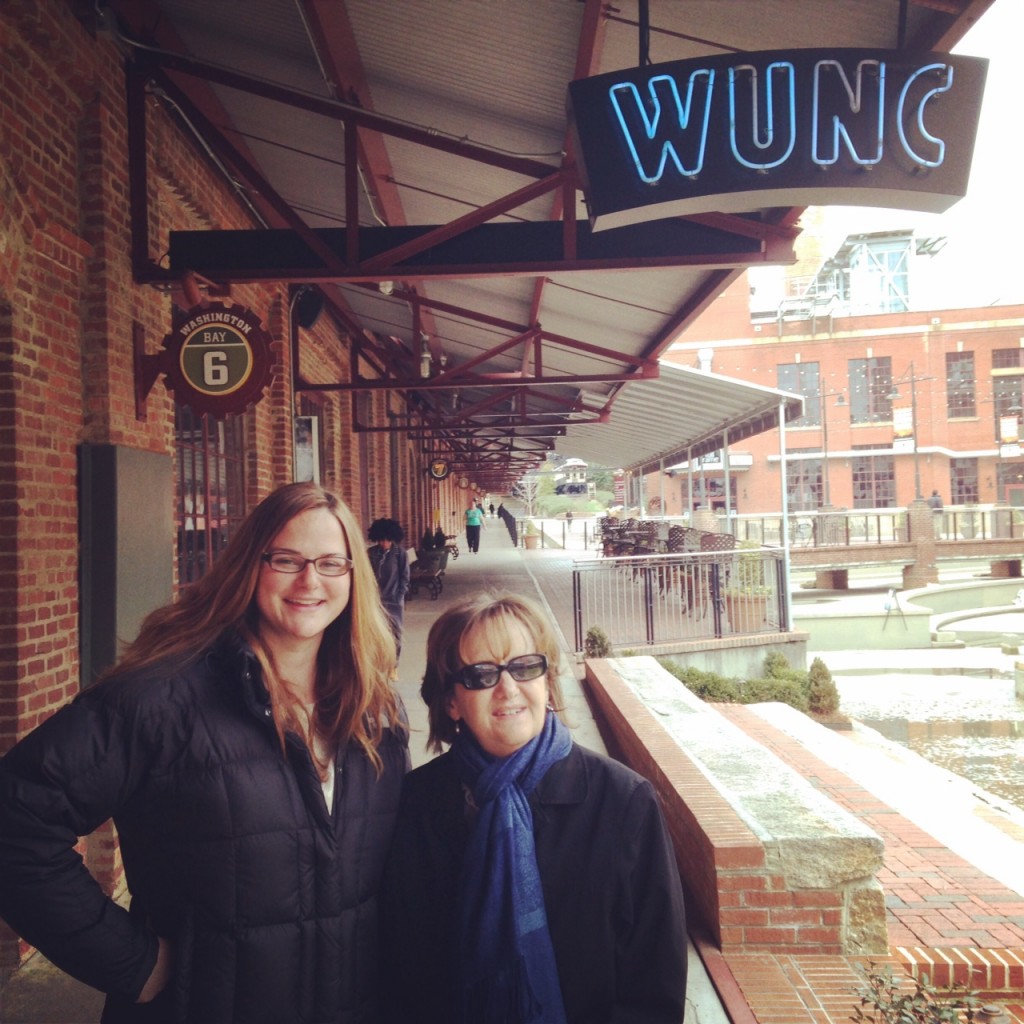 Vivian Bowman-Edwards (founder of Alice Fest) and me at WUNC in Durham, N.C.