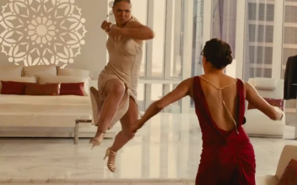 Ronda Rousey in Furious 7 fighting Michelle Rodriguez.